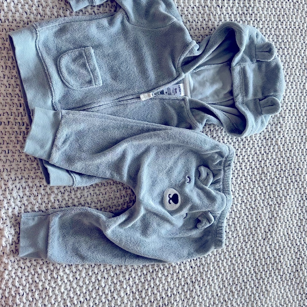 Carter's 2 Piece Terry Hooded Jacket & Pant Set EUC
